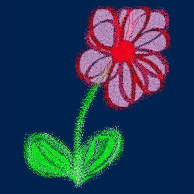 Fleur rouge peinte à la main pixel de fleur abstraite