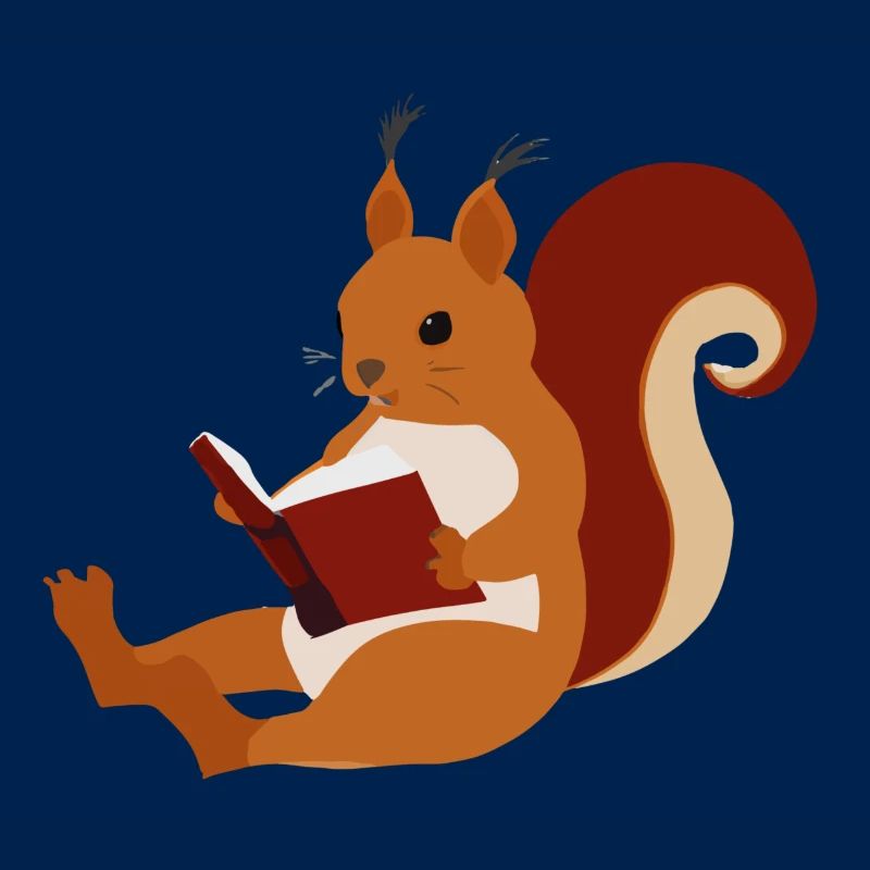 Eichhörnchen liest Buch Illustration Geschenk