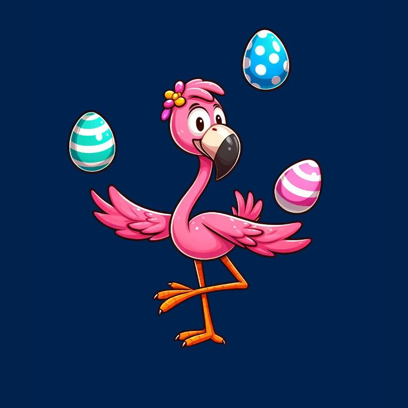 Flamingo Juggler with Easter Eggs Feast