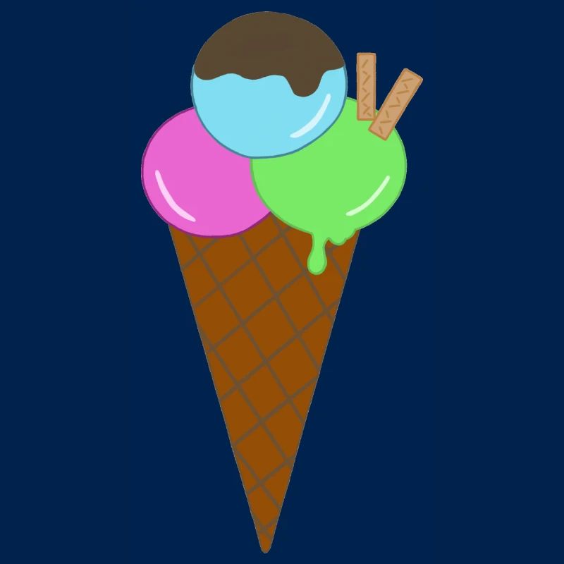 Buntes Eis mit Waffel