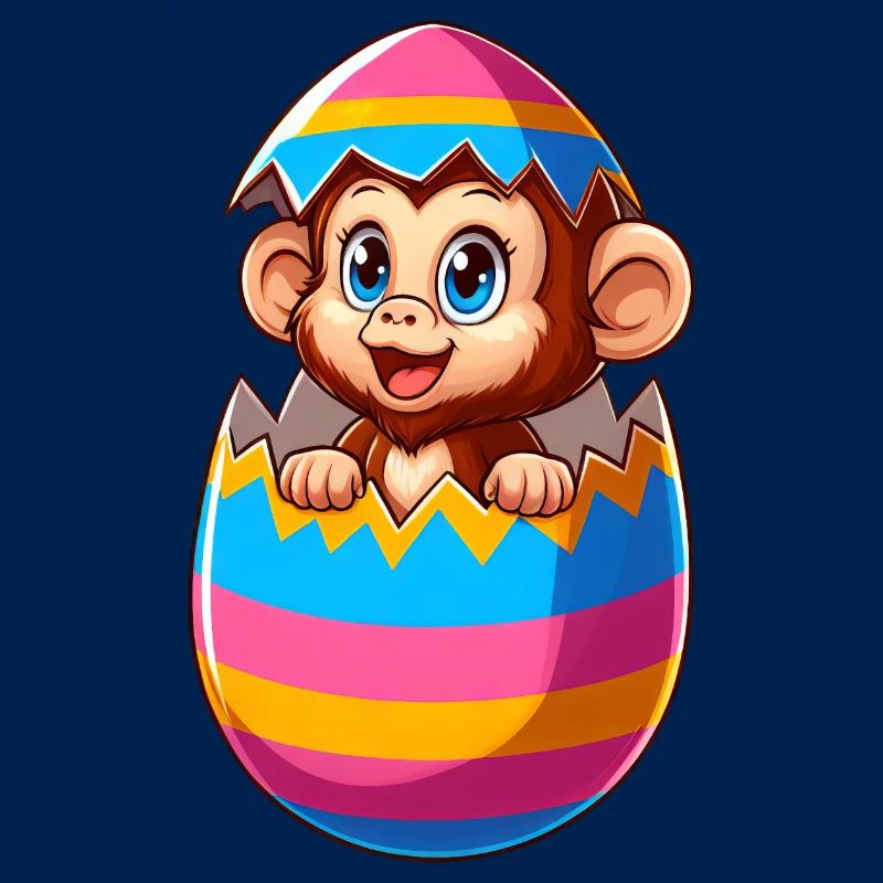 Singe de Pâques éclos conception d’oeuf de Pâques