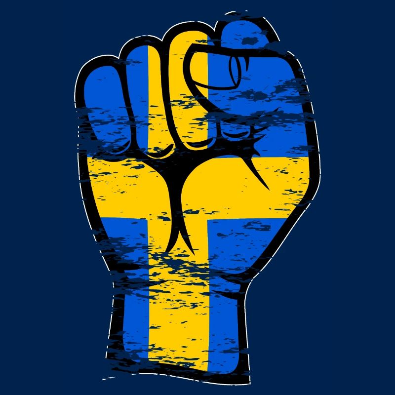 Icône de main de poing de drapeau de la Suède utilisée