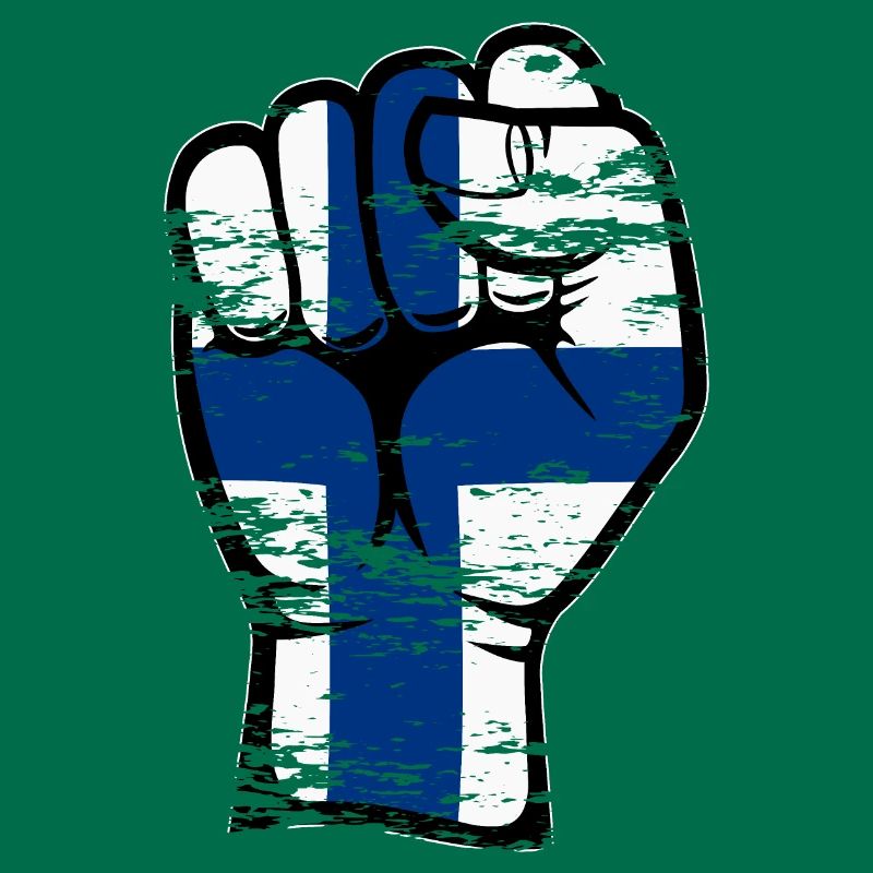 Icône de main de poing du drapeau de la Finlande utilisée