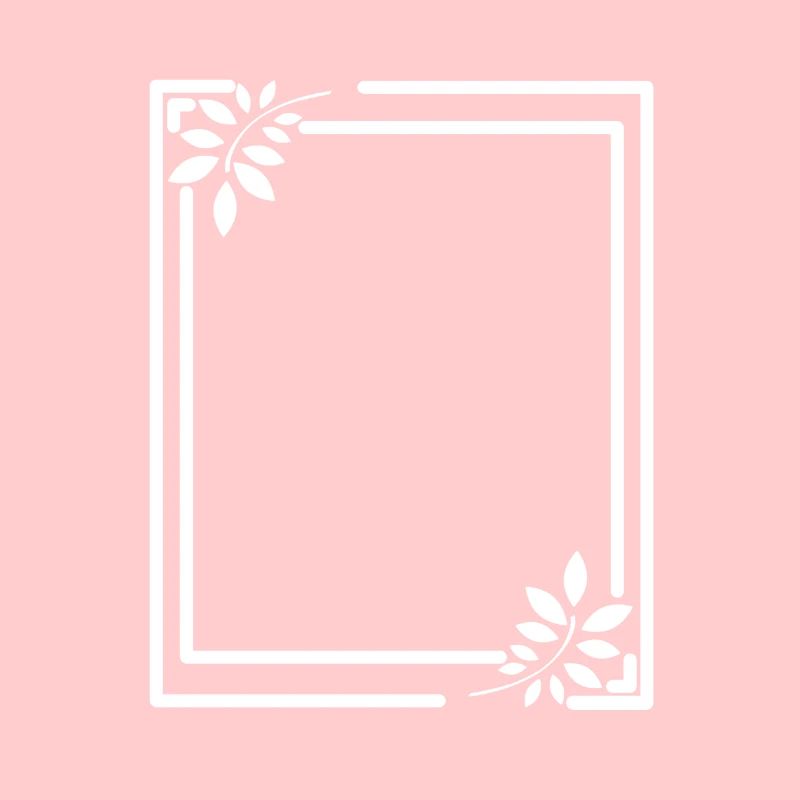 White frame with leaves line decoration