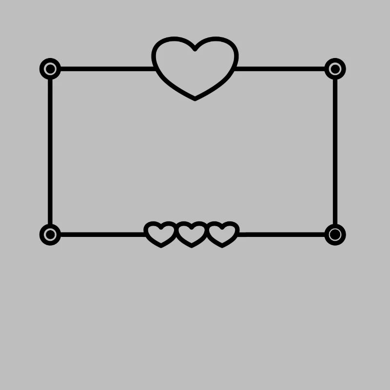 Black Heart Frame Rectangular Shape