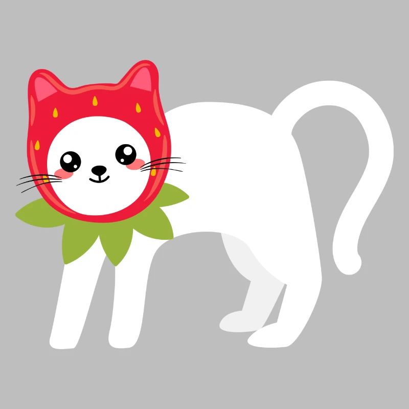Cat In A Strawberry Pattern Hat