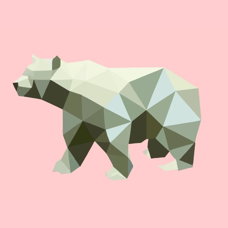 Bear, Polygon, Angular, Hiking, Trees, Animal, Mountains, Nature