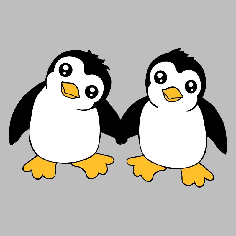 2 mignons petits pingouins drôles amis aiment l’équipe
