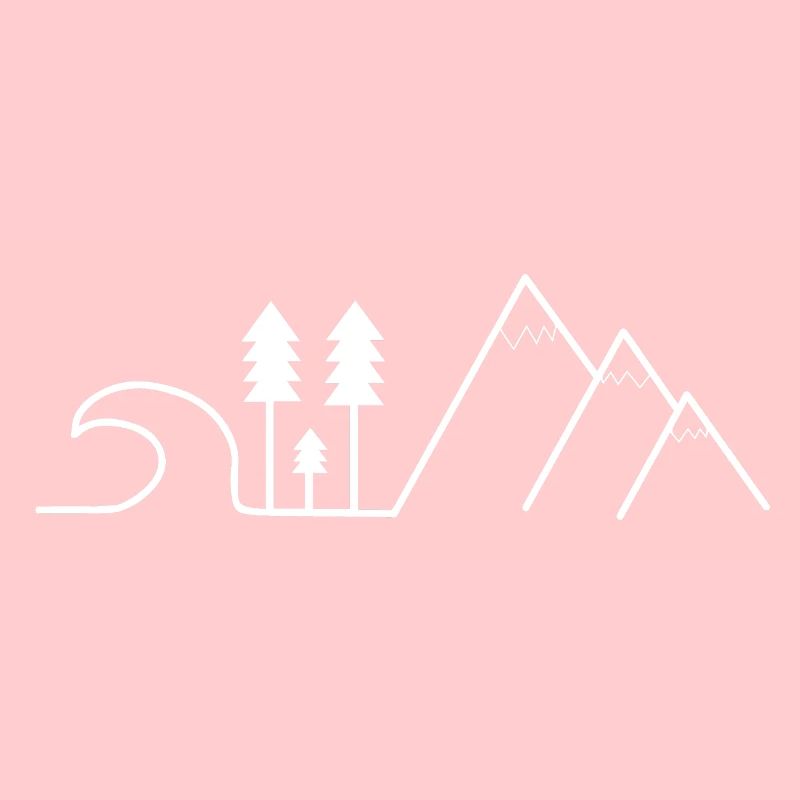 wave tree mountain - landscape white