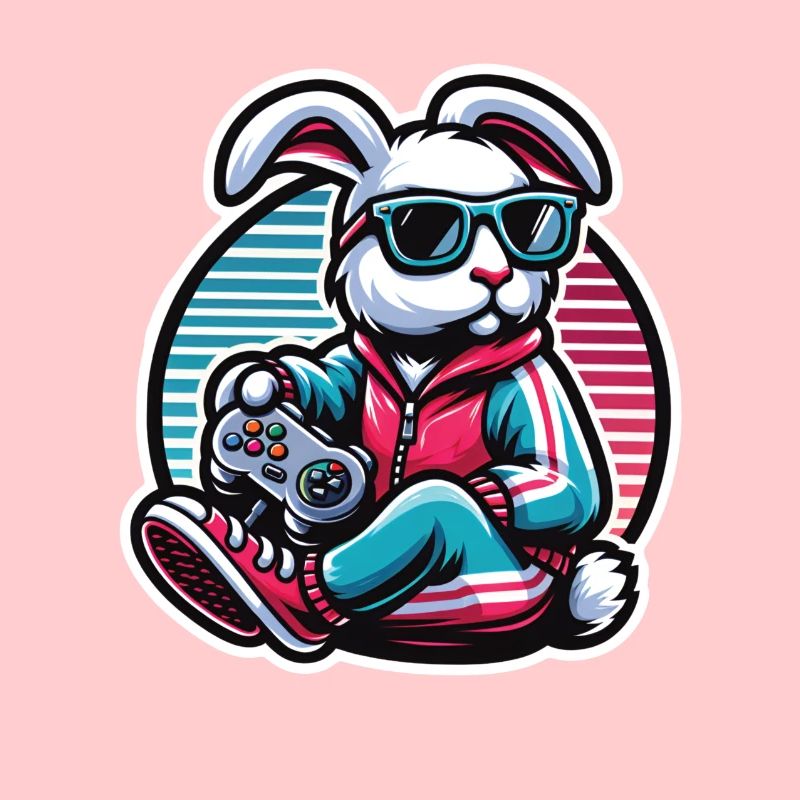 Lässiger Gamer-Hase Mit Controller