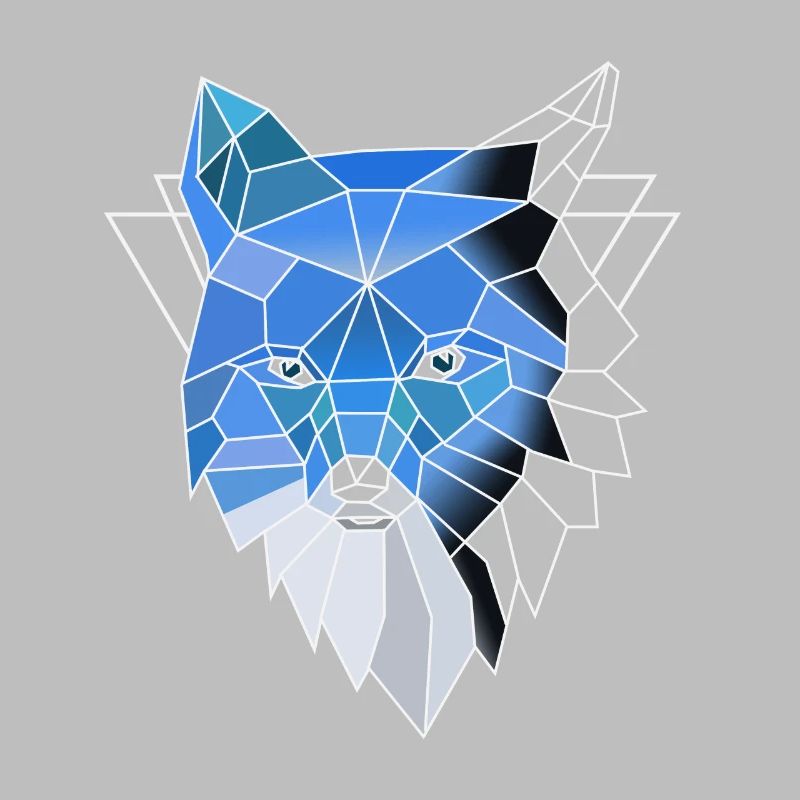 Blauer Polygon Wolf