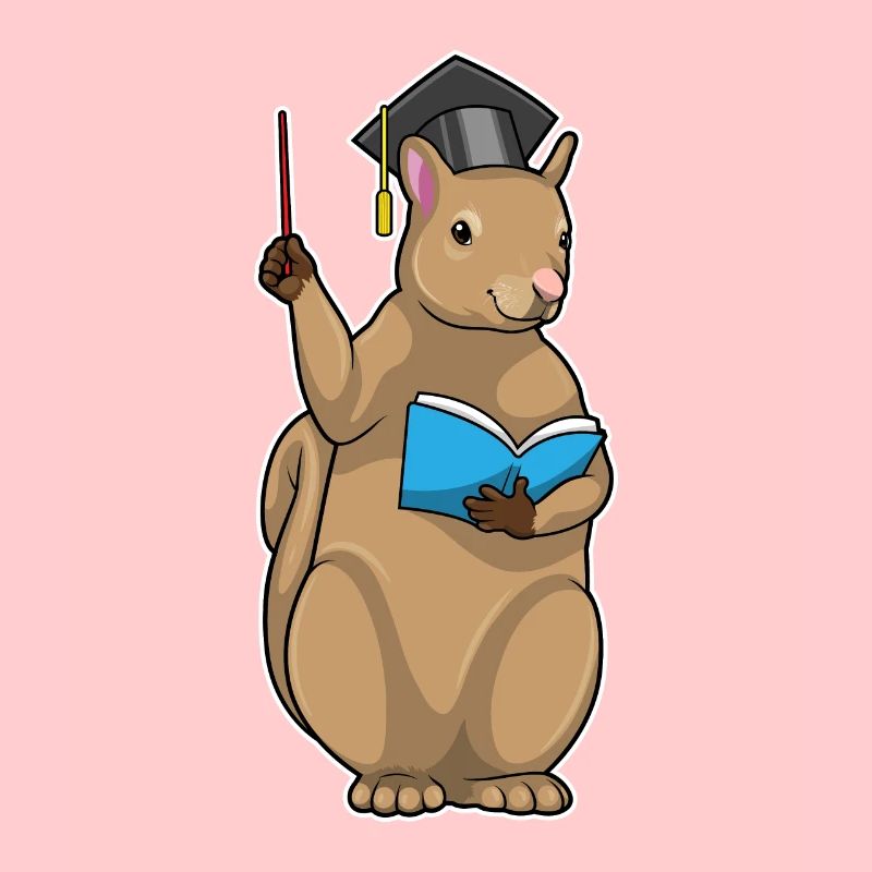 Eichhörnchen als Lehrer mit Buch