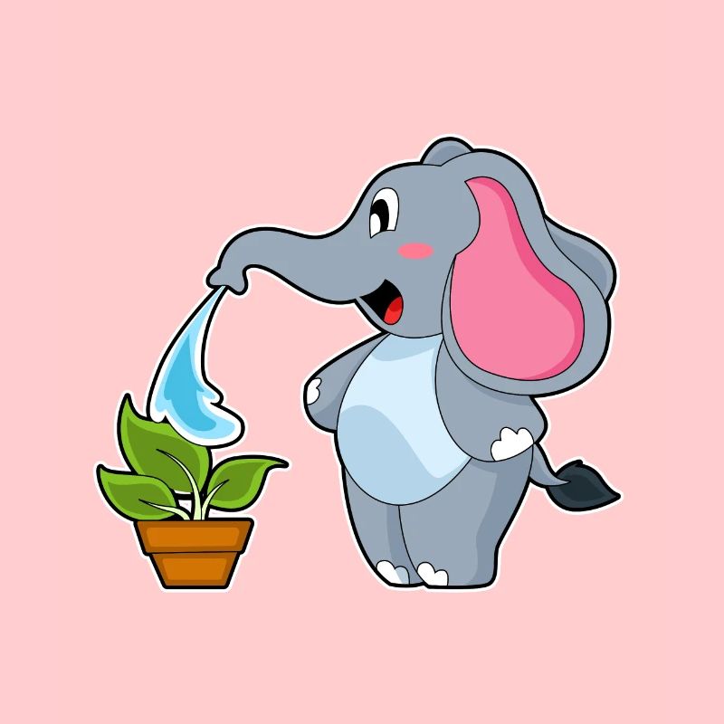 Elefant mit Pflanze