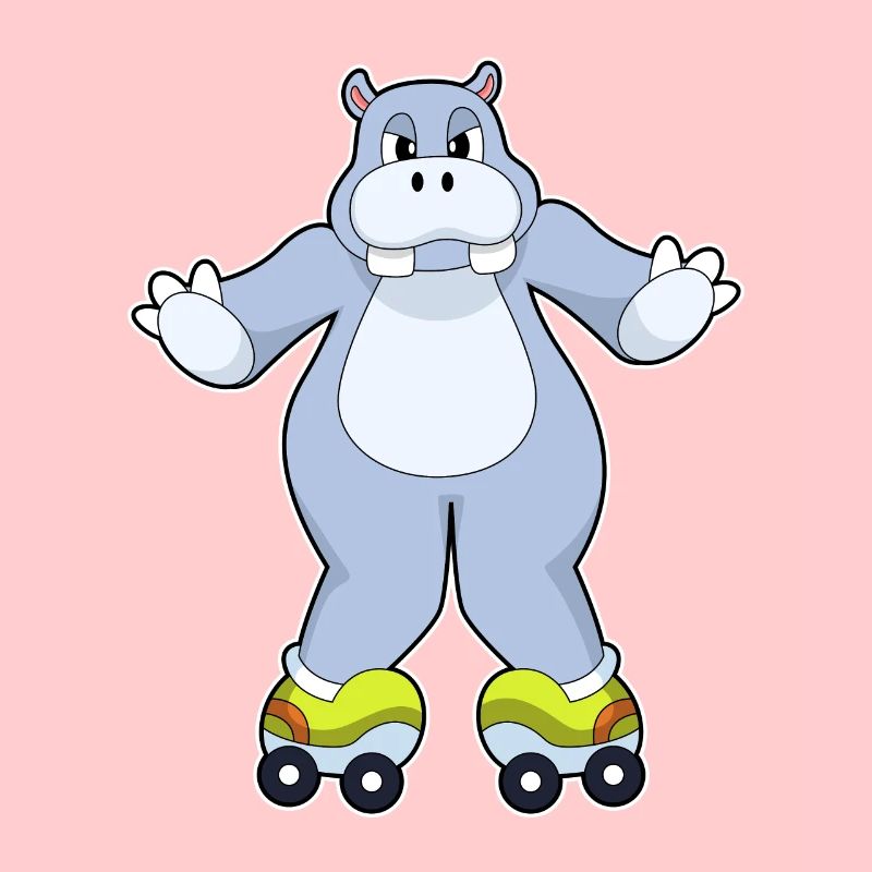 Nilpferd mit Rollschuhe