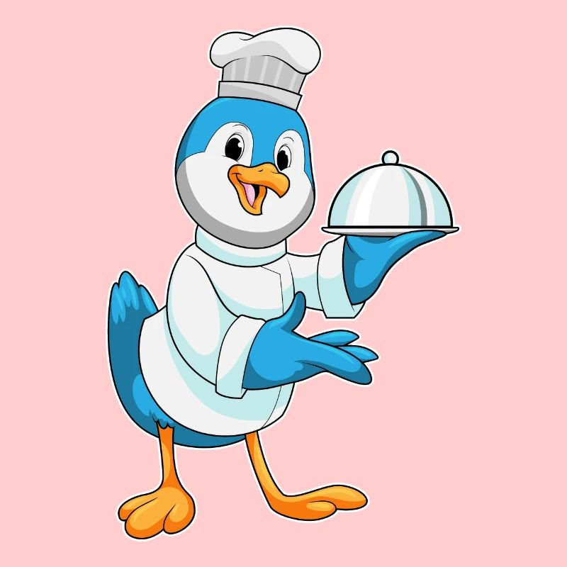 Vogel as a cook with serving plate