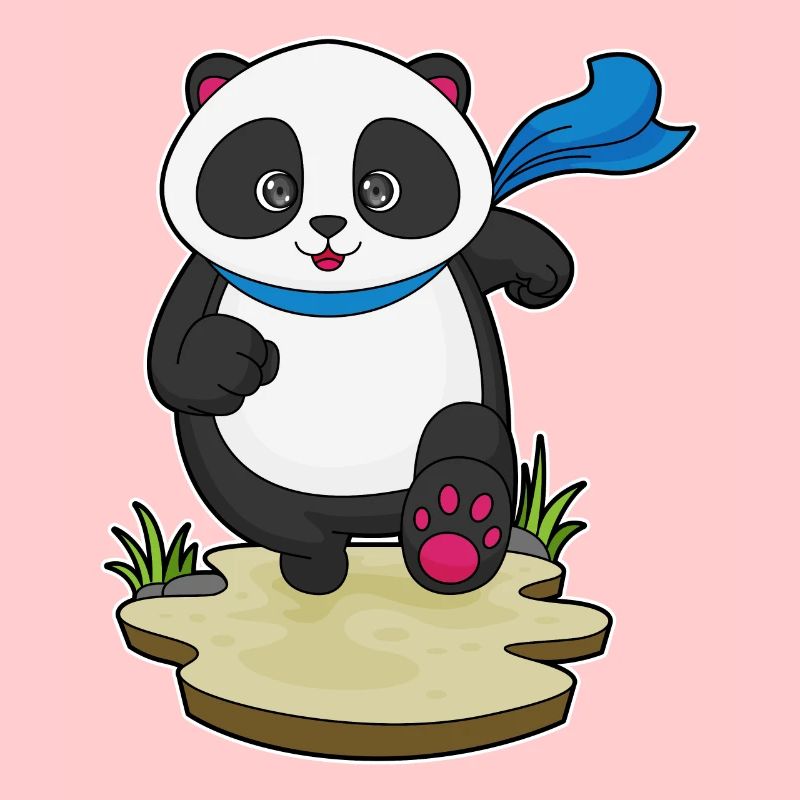 Panda als Jogger mit Schal