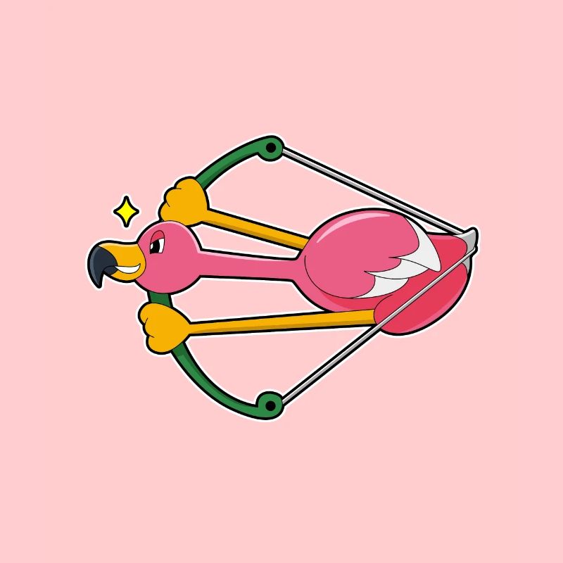 Flamant rose comme une flèche avec arc