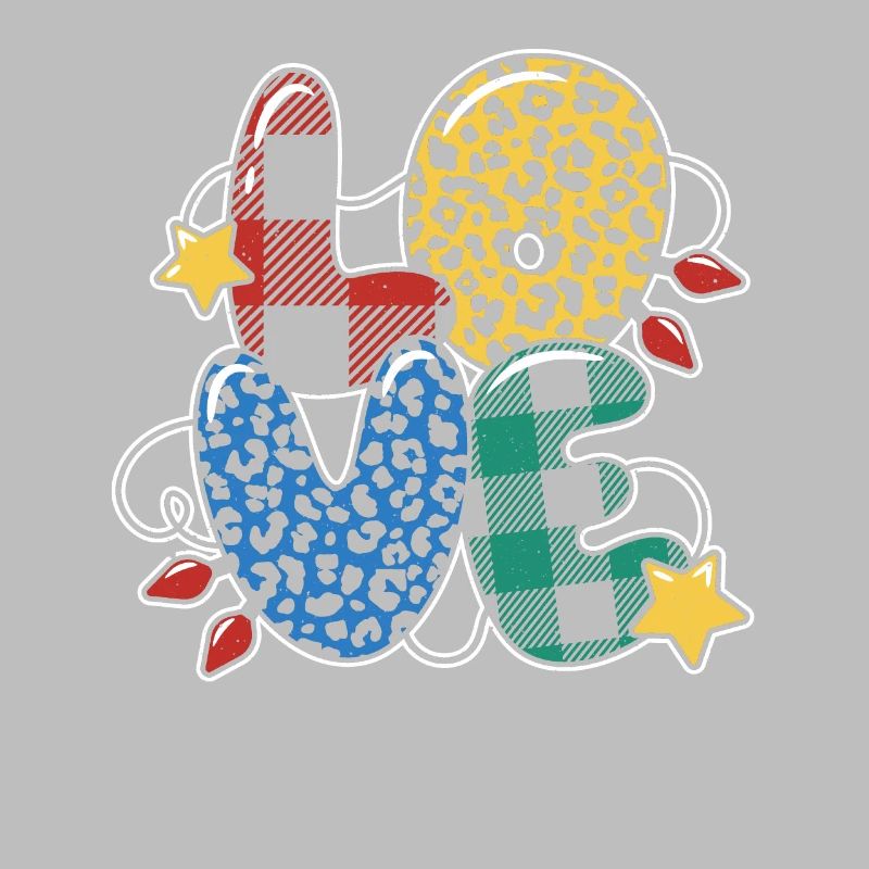 Plaid Pattern Leopard Pattern Love Christmas