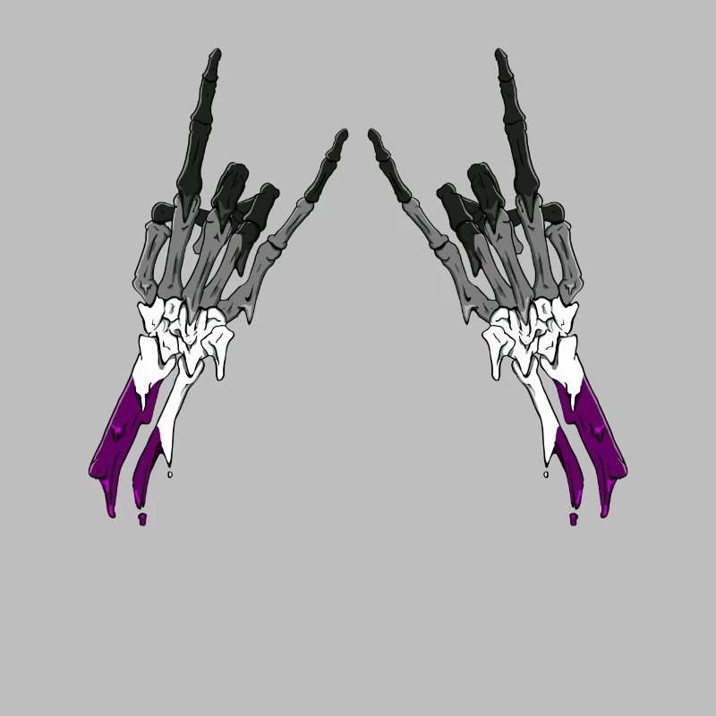 Asexual Pride Ace Flag Devil Horn Skeleton Subtle