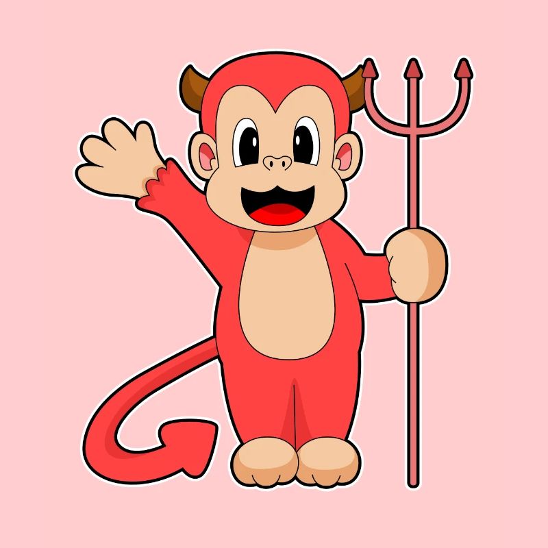 Monkey Halloween Devil Trident