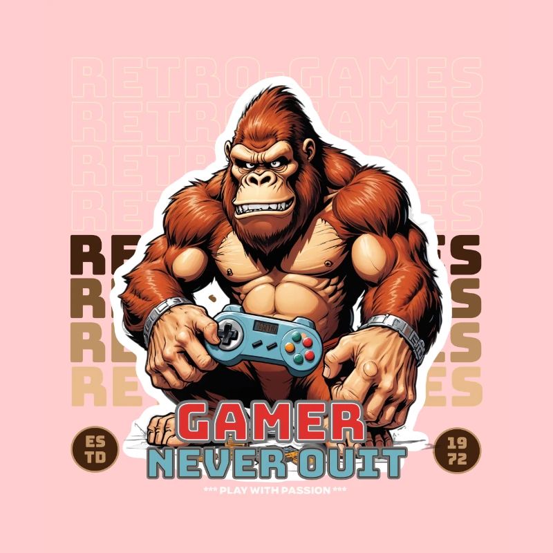Retro Gamer Never Quit Monkey with Controller
