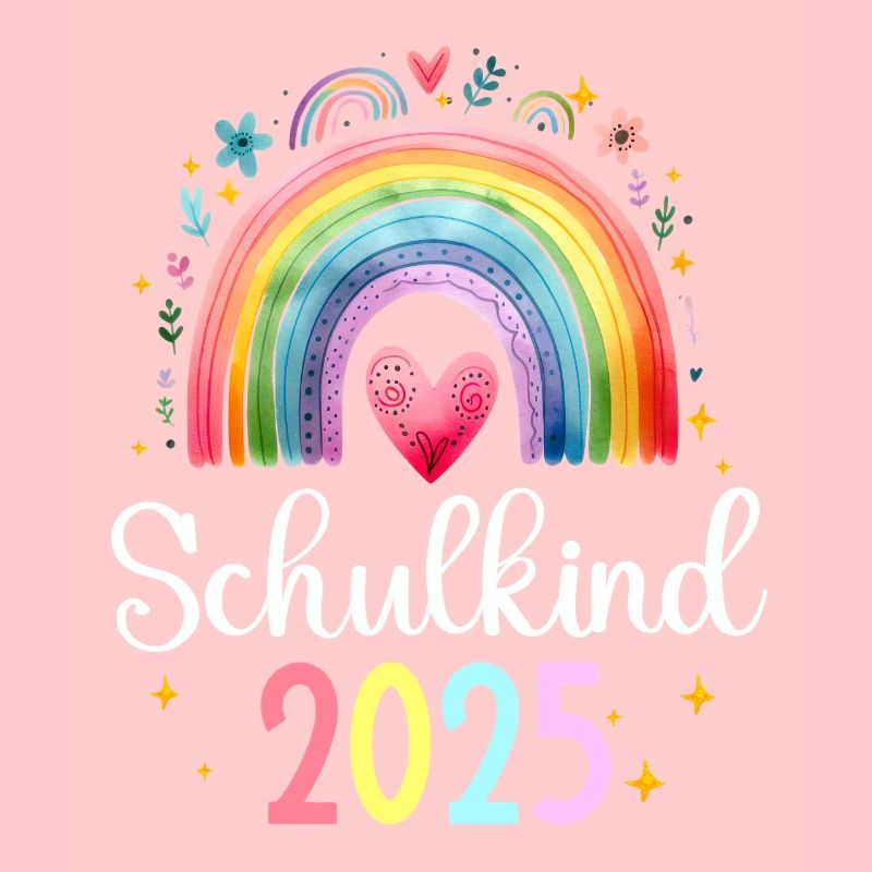 Schulkind 2025 Regenbogen Mädchen Einschulung 2025