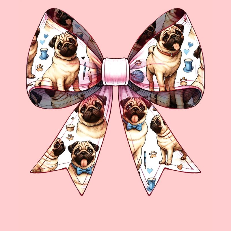 Coquette Bow Pug Dog Mom Pattern Pink