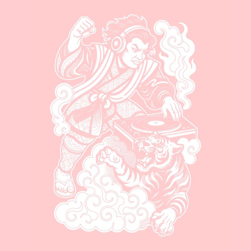 Samurai Shirt: Turntable with Techno & Tiger