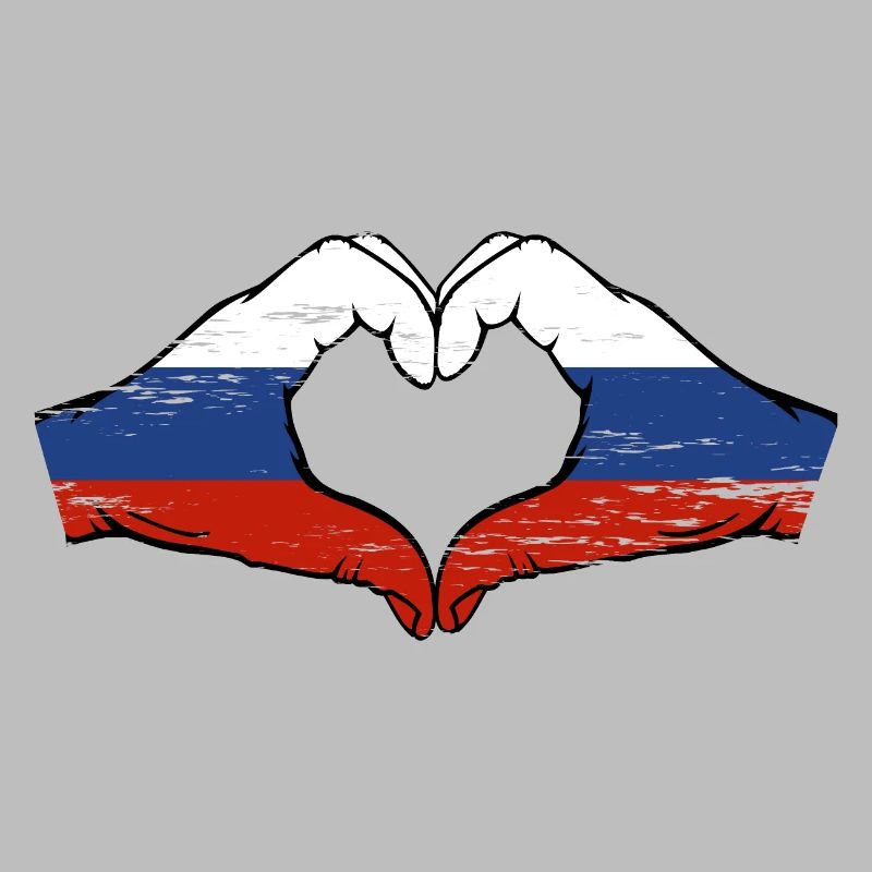 Drapeau de la Russie Mains Coeur Forme Utilisé