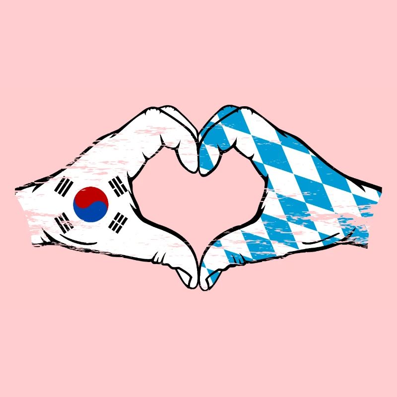 Corée du Sud Bavière Drapeau Mains Coeur Forme Utilisé