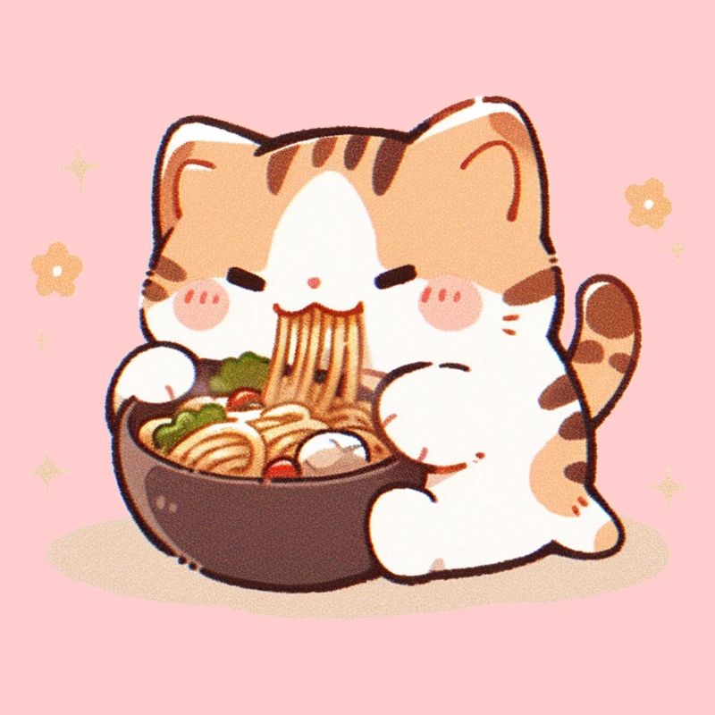 Mème de chat mangeant des spaghettis