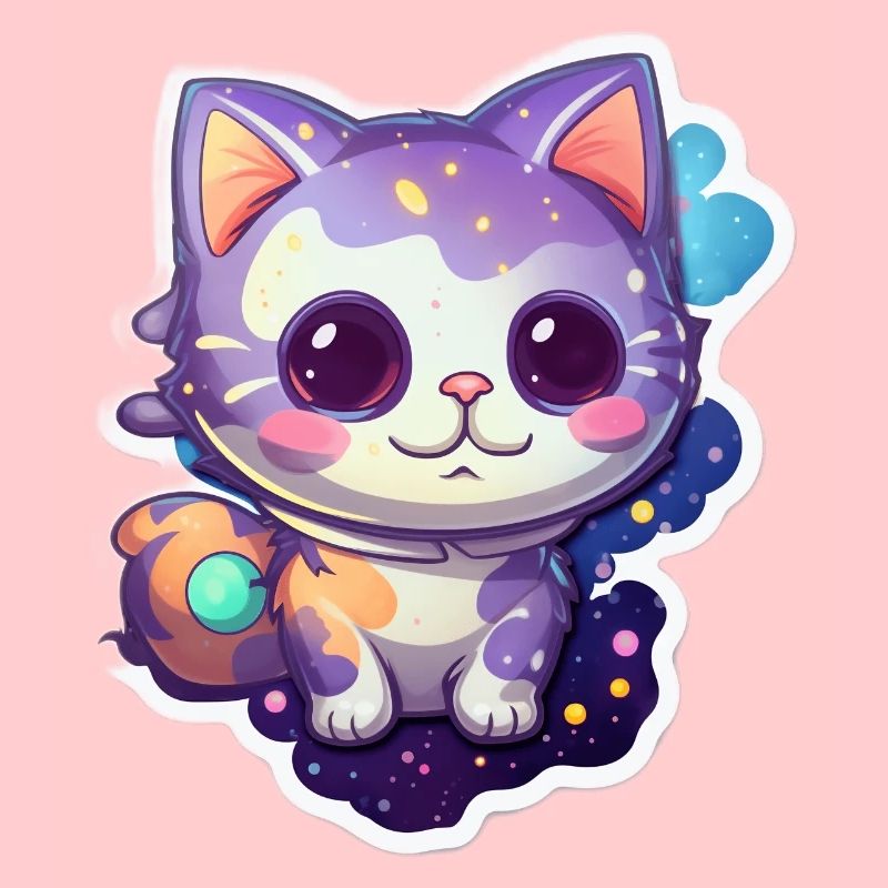 Mignon chat de dessin animé flottant dans l’espace