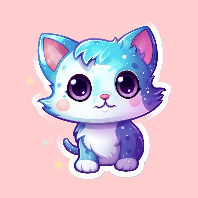 Mignon chat de dessin animé flottant dans l’espace