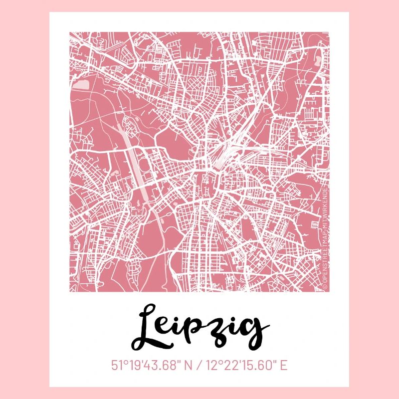 Leipzig - City Map Map Map (old rose)
