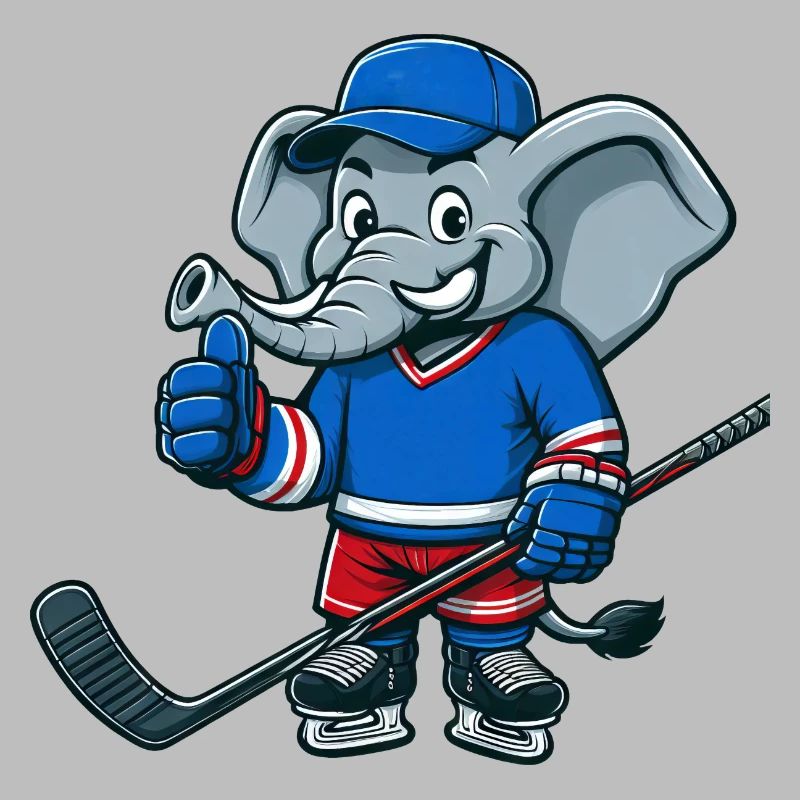 Cooler Elefant Comic Eishockeyspieler Design