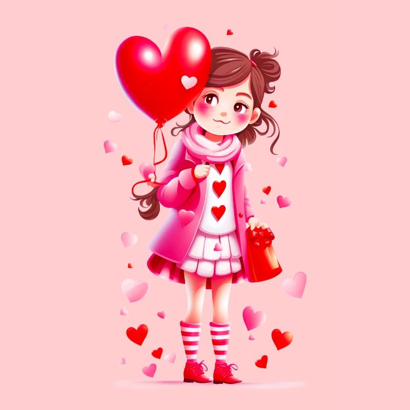 Kleines Mädchen mit Herzen 02