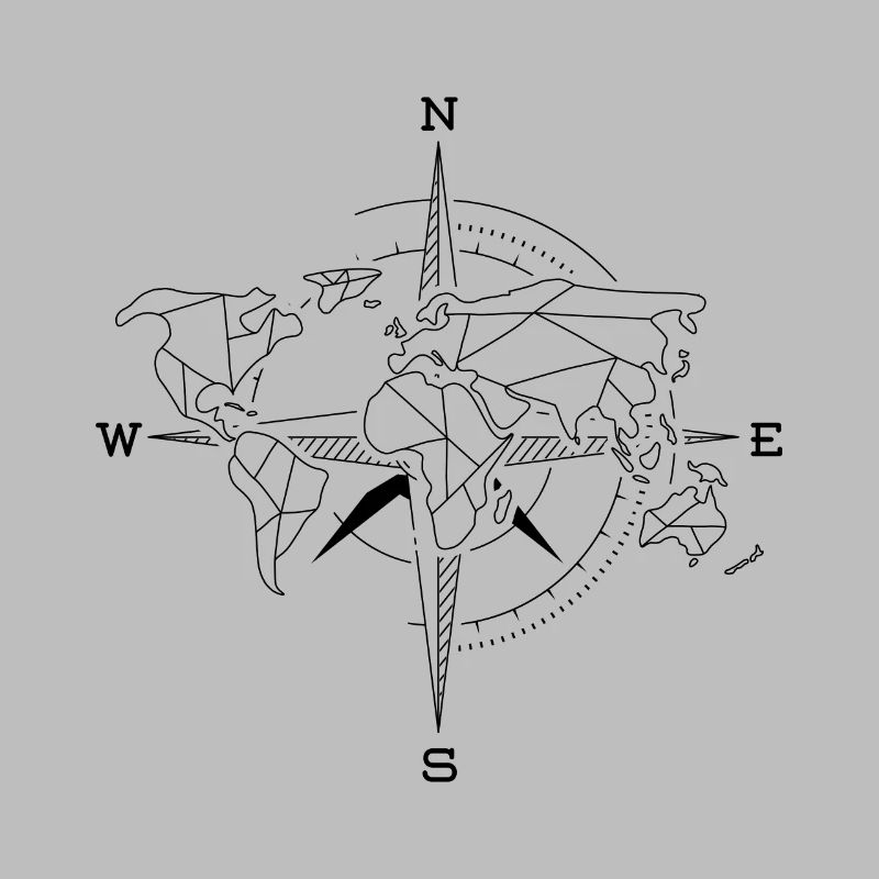 World map compass World map