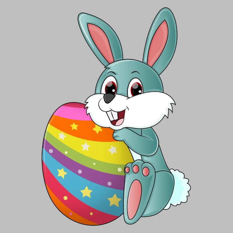 Cute sweet Easter bunny with a colorful Easter egg
