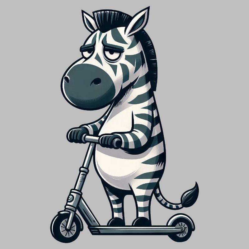 Grumpy Zebra Scooter Comic Scooter Fun