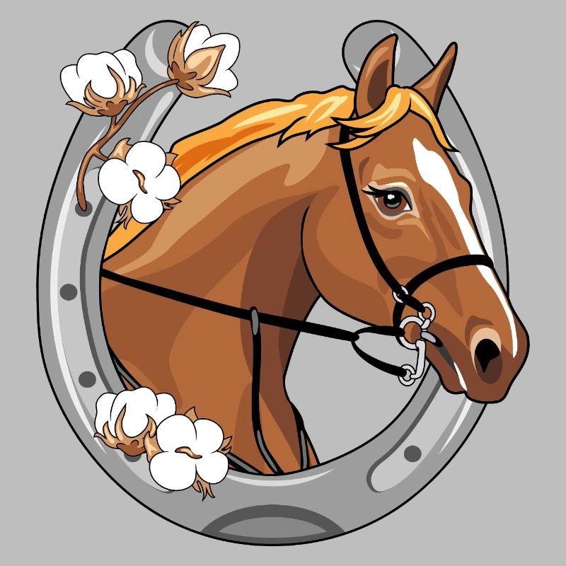 Horse head with a red mane in a frame