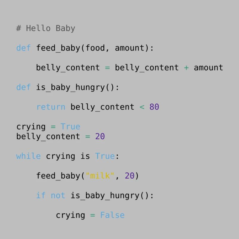 Python Code Baby Hello World Baby Programmation
