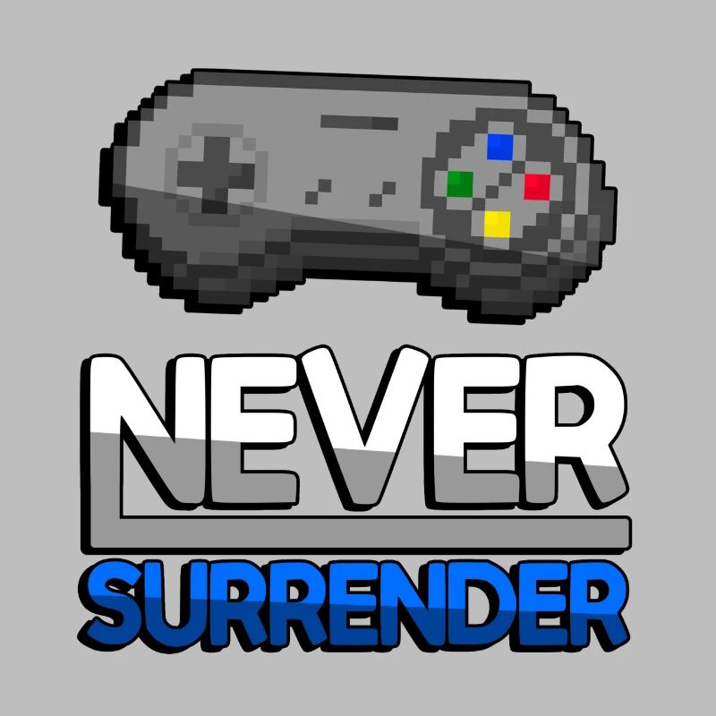 NEVER SURRENDER (Blau) + SNES Controller - Gaming