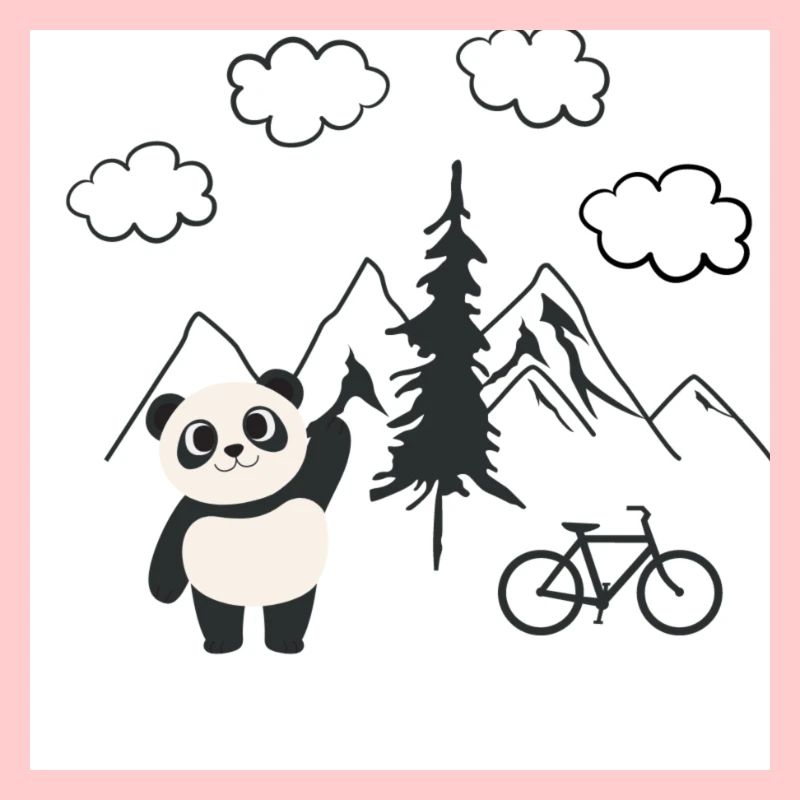 Süßes Landschaftsmotiv mit Panda