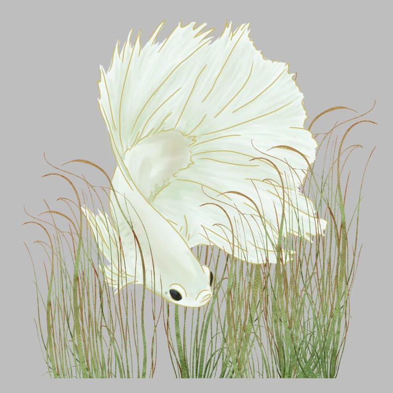 Betta Splendens Halfmoon White