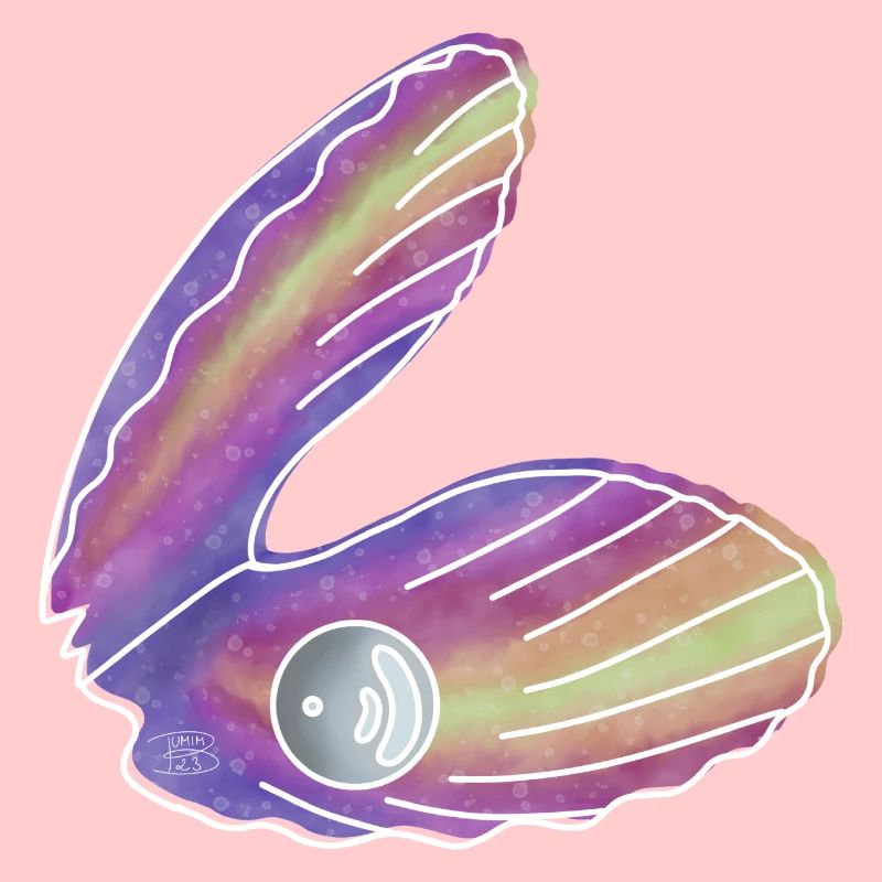 « Shell with Pearl », Boho Line Art Design, Shells