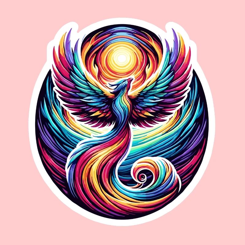 Psychedelic Rainbow Phoenix Tee Design