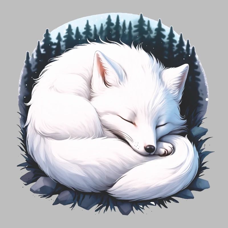 Arctic fox sleeping in the forest Fox Scandinavia Fox