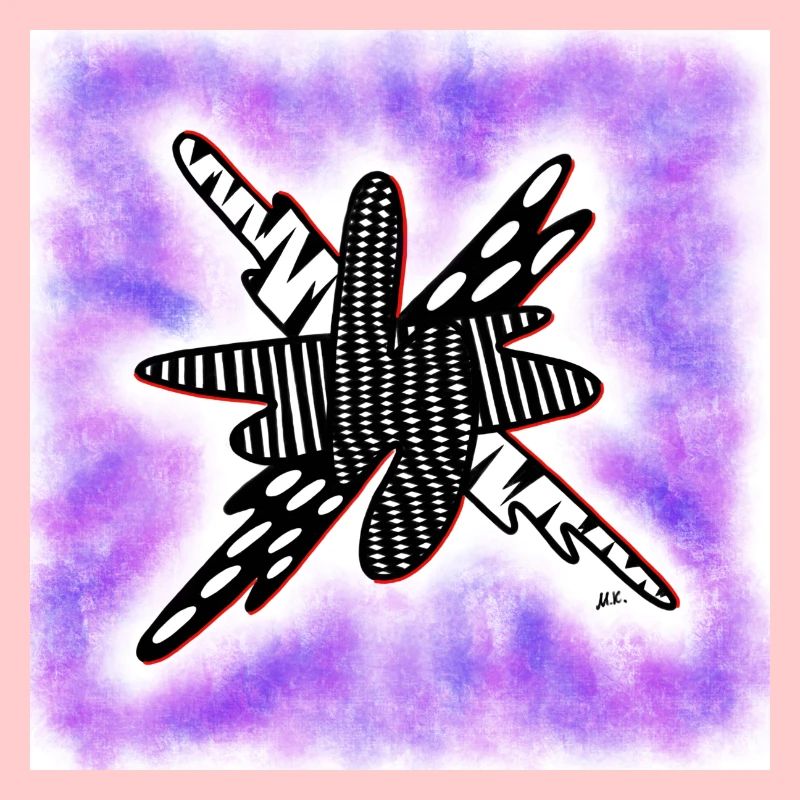 Creative patterned blob on violet