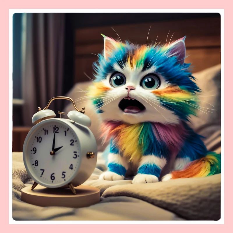 Katze mit Wecker