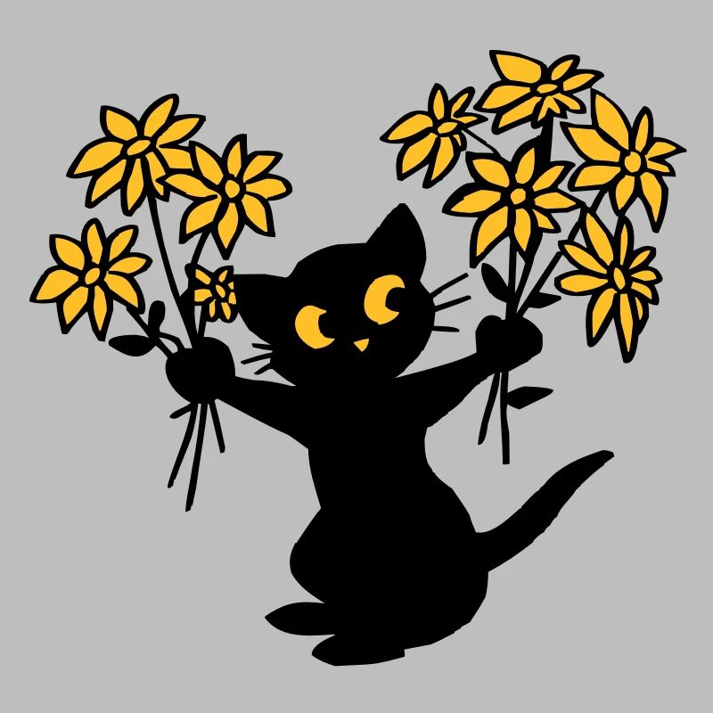 Die Katze mit Blumen